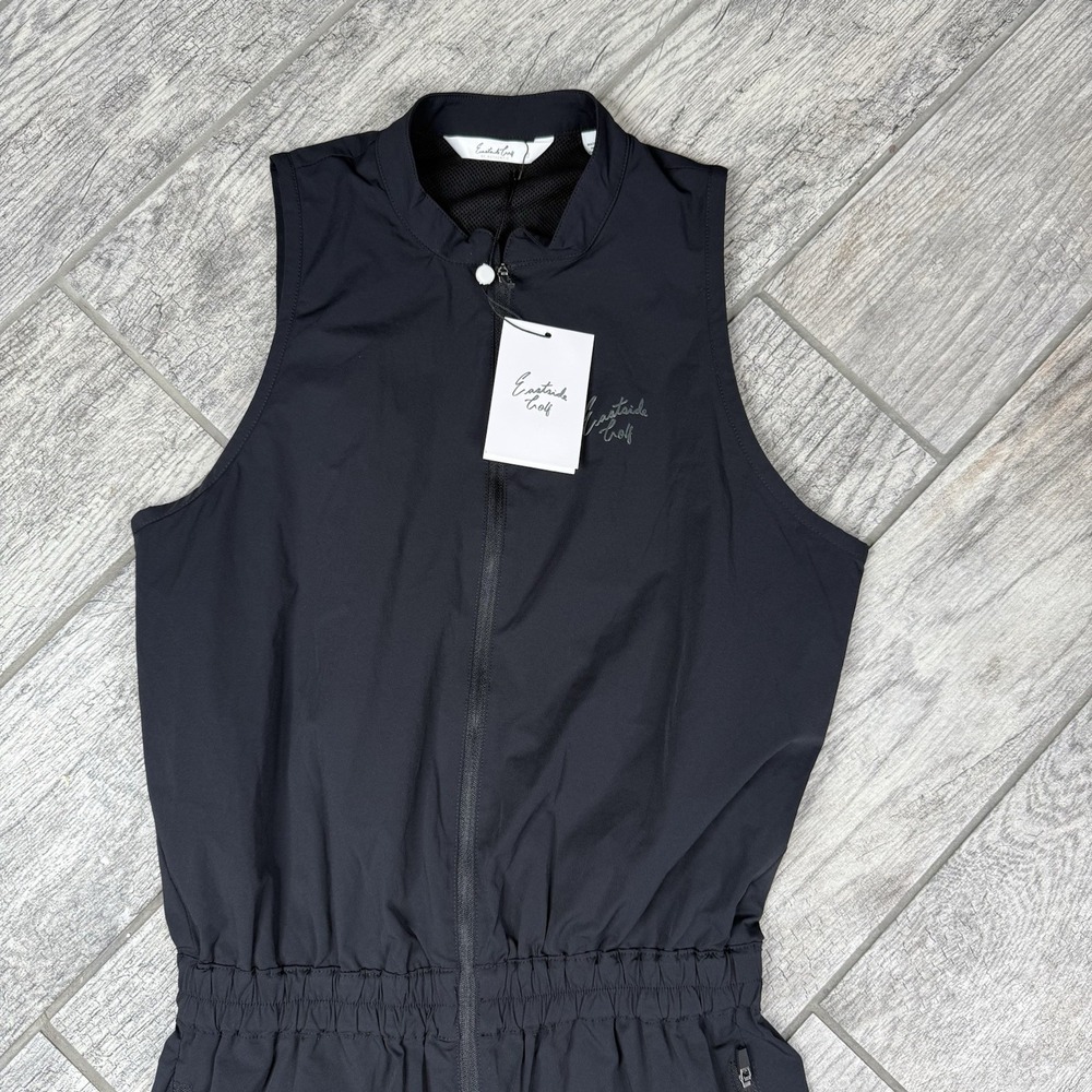 Eastside Golf Jumpsuit Black Sleeveless Zip Up Romper Mandarin Collar Tech NWT S - Picture 2 of 12